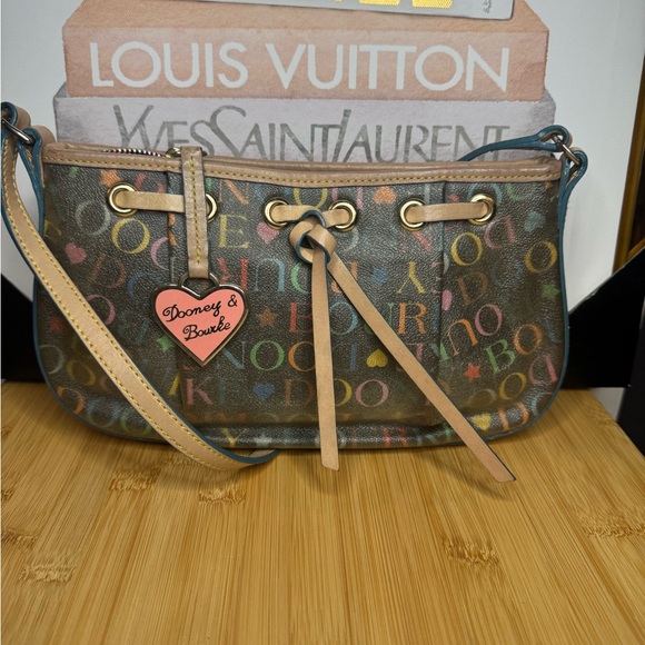 Dooney & Bourke Multicolor shoulder bag, rainbow zipper,pink duck bag charm - Picture 1 of 7